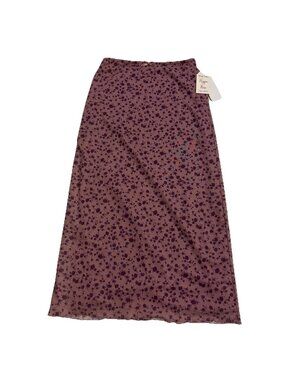 Hippie Rose Long Pink Floral Pull On Skirt Size Small NWT Cottage Core Lined